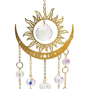 Attrape-soleil soleil et demi-lune avec verre cristal